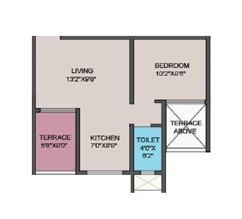 Floor plan of 1 BHK 391 Sq. Ft. Apartment in Namrata Slim Tower, Pune