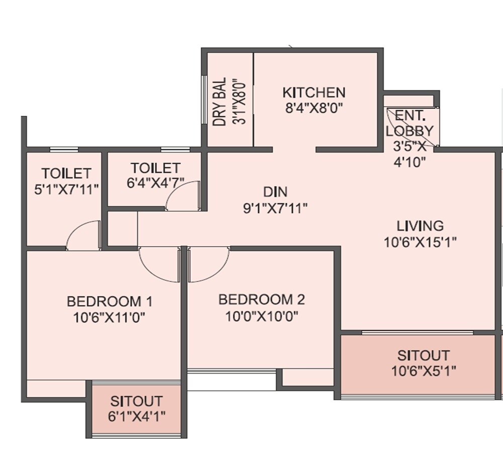 2 BHK 743 Sq. Ft. Apartment