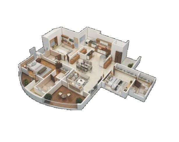 Floor plan of 3 BHK 1604 Sq. Ft. Apartment in Nandan Prospera Gold, Pune