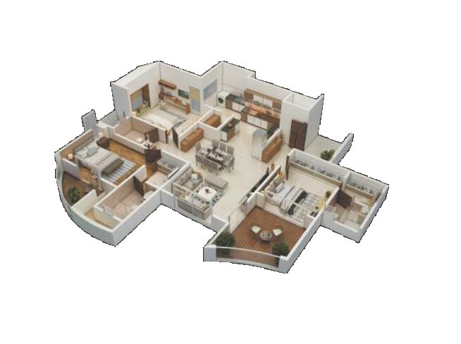 Floor plan of 3 BHK 2026 Sq. Ft. Apartment in Nandan Prospera Gold, Pune