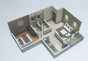 Floor plan of 1 BHK 409 Sq. Ft. Apartment in Nandanvan Shivsahyadri, Pune