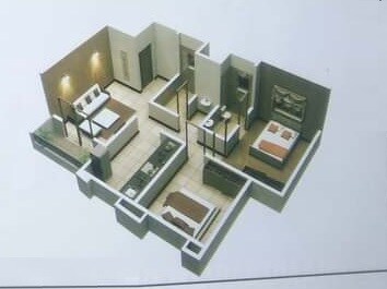 Floor plan of 2 BHK 599 Sq. Ft. Apartment in Nandanvan Shivsahyadri, Pune