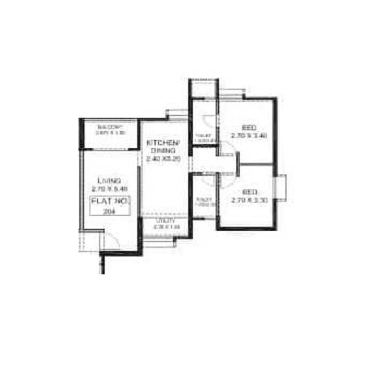 Floor plan of 2 BHK 650 Sq. Ft. Apartment in Nanded Kalashree, Pune