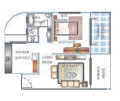 Floor plan of 1 BHK 391 Sq. Ft. Apartment in Nandgude Patil Sulochana City Phase I, Pune