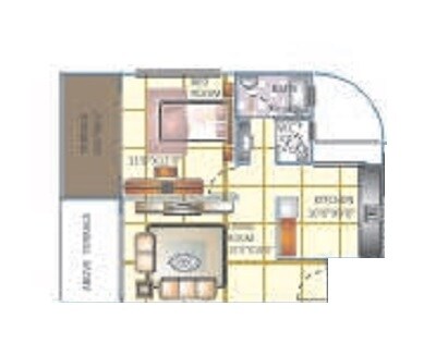 Floor plan of 1 BHK 472 Sq. Ft. Apartment in Nandgude Patil Sulochana City Phase I, Pune