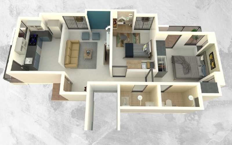 Floor plan of 2 BHK Apartment - 668 sq. ft. in Narayani Tanishka Residency, Pune