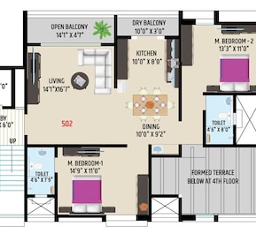 2 BHK 953 Sq. Ft. Apartment in Navkaar Heights