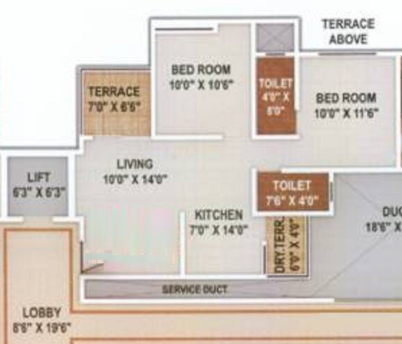 2 BHK 806 Sq. Ft. Apartment