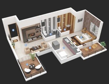 Floor plan of 1 BHK 412 Sq. Ft. Apartment in Nayan Mountscape, Pune