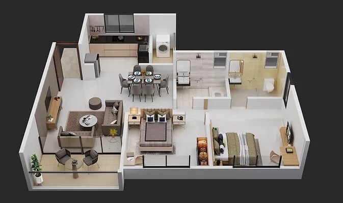 Floor plan of 2 BHK 815 Sq. Ft. Apartment in NB Opal, Pune