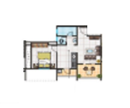 Floor plan of 1 BHK 413 Sq. Ft. Apartment in Neel Kasturi Flora, Pune