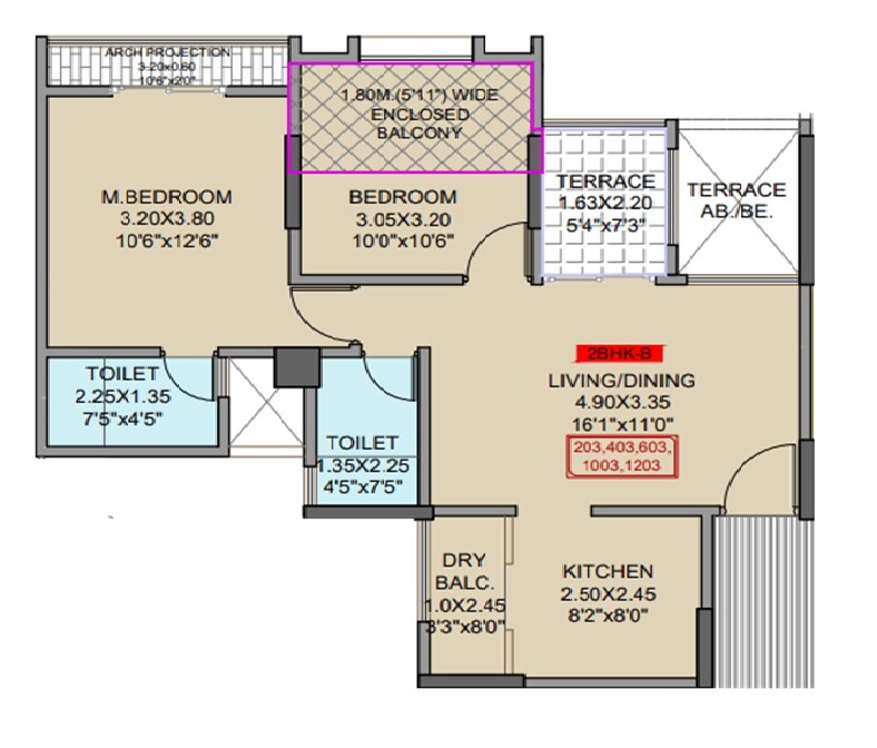 Floor plan of 2 BHK 745 Sq. Ft. Apartment in Nest Saswad Aashirwad Homes, Pune