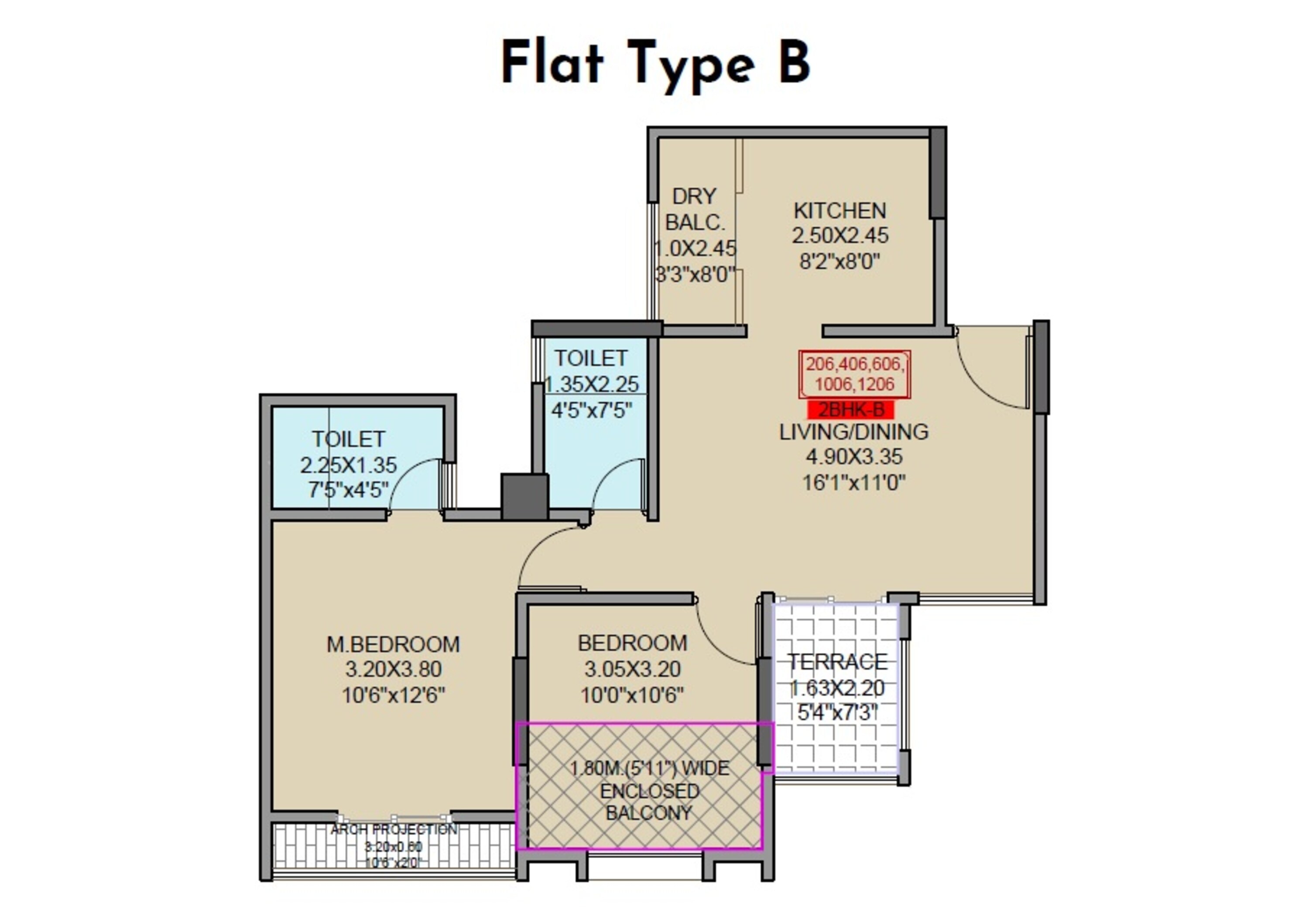 Floor plan of 2 BHK 751 Sq. Ft. Apartment in Nest Saswad Aashirwad Homes, Pune