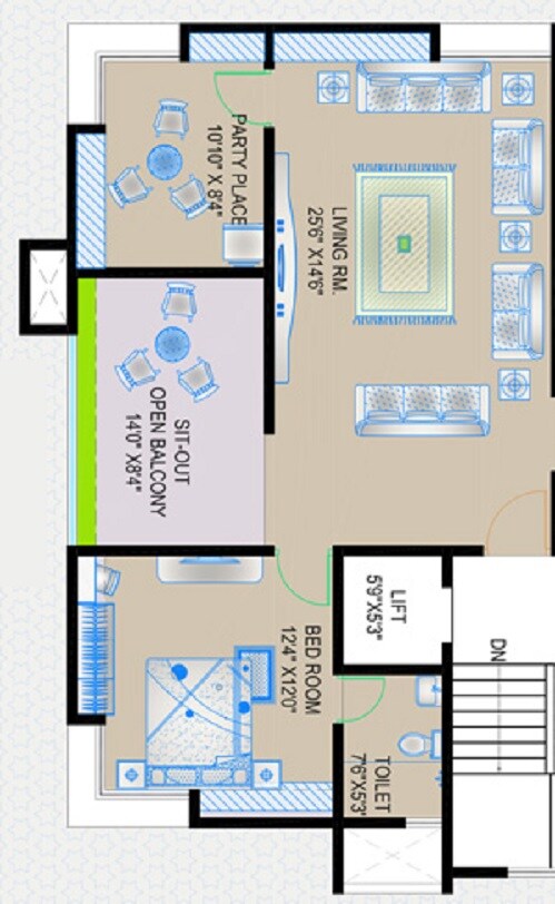 Floor plan of 1 BHK 470 Sq. Ft. Apartment in New Front Annapurna, Pune