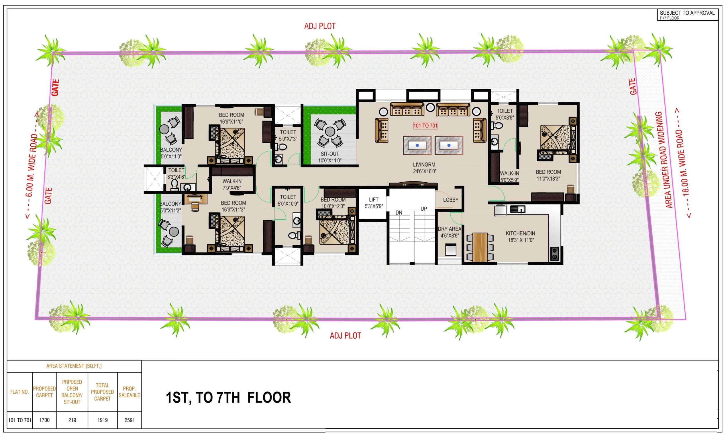 Floor plan of 4 BHK 1919 Sq. Ft. Apartment in New Front Janaki Apartments, Pune