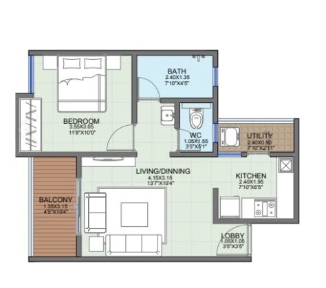 1 BHK 471 Sq. Ft. Apartment