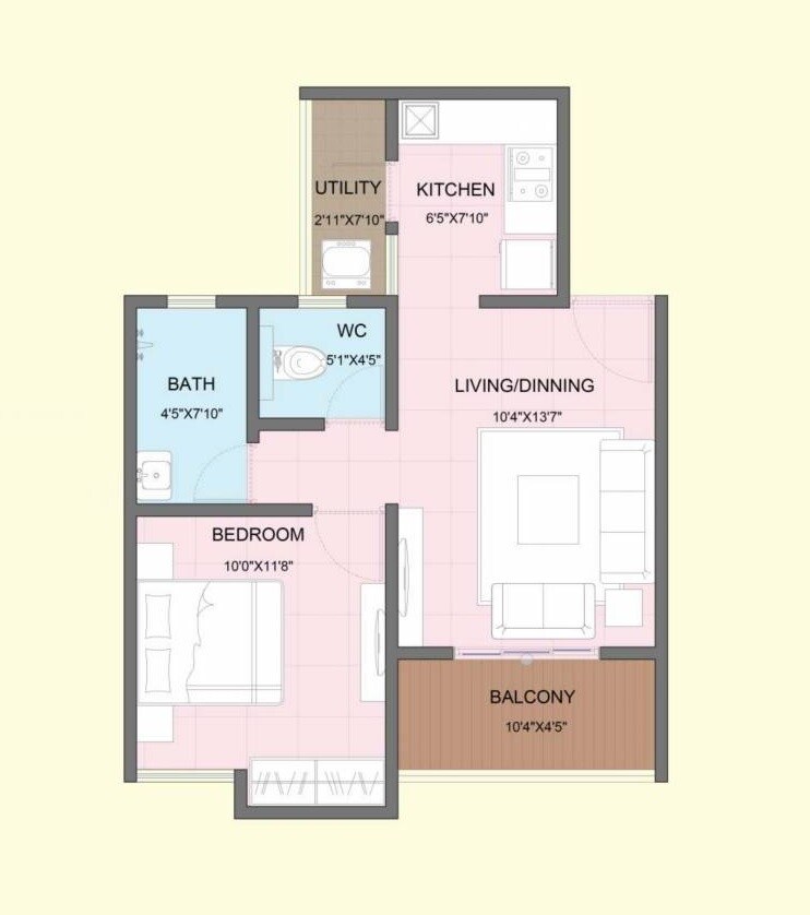 1 BHK 505 Sq. Ft. Apartment