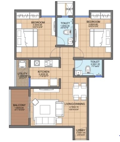 2 BHK 701 Sq. Ft. Apartment