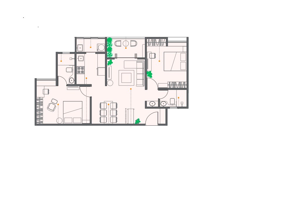 Floor plan of 2 BHK 815 Sq. Ft. Apartment in Newton Homes Tathawade, Pune