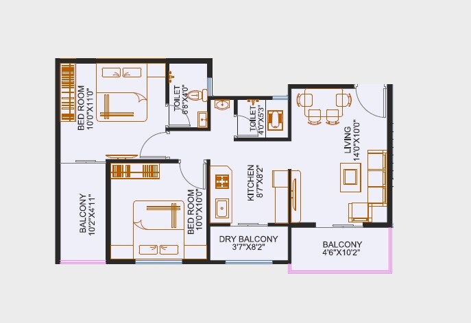 2 BHK 492 Sq. Ft. Apartment