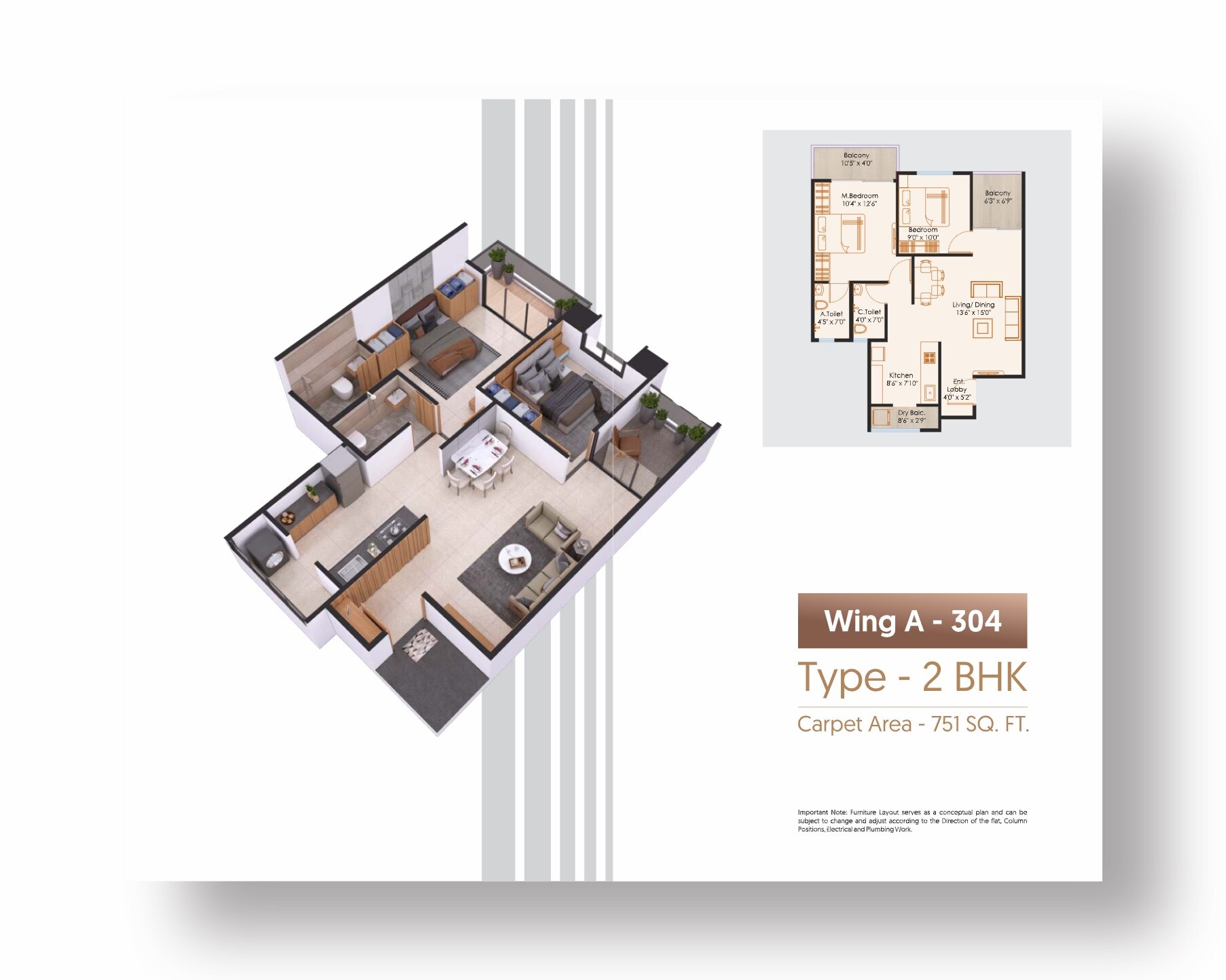 2 BHK 751 Sq. Ft. Apartment