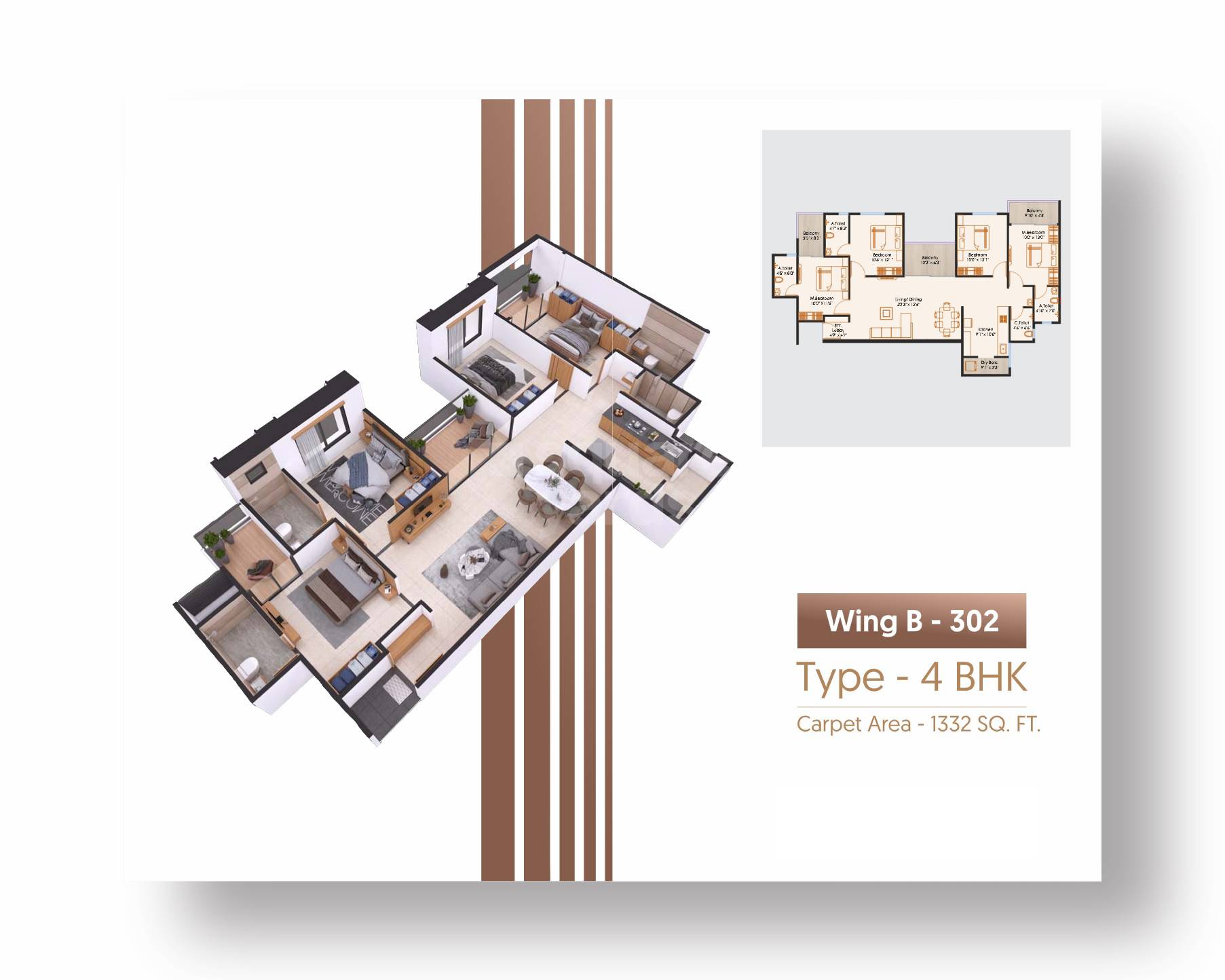 4 BHK 1332 Sq. Ft. Apartment