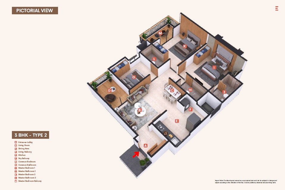 3 BHK 973 Sq. Ft. Apartment