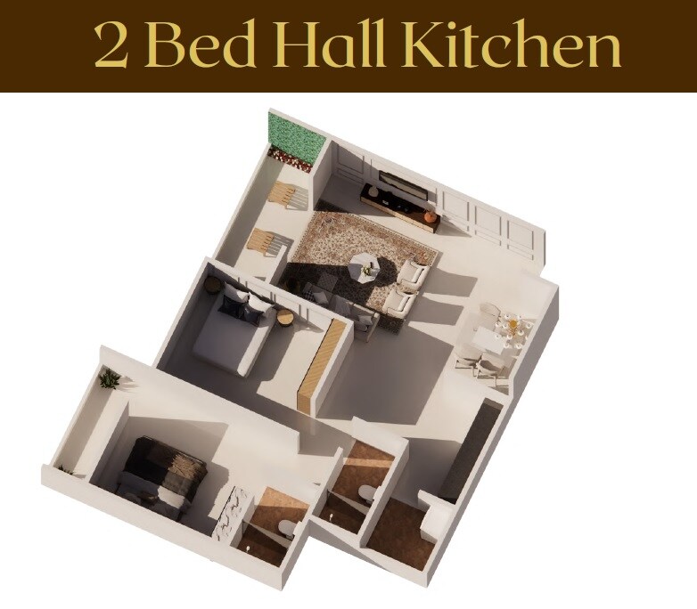 Floor plan of 2 BHK 879 Sq. Ft. Apartment in NG Rathi Nandanvan, Pune