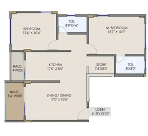 2 BHK 688 Sq. Ft. Apartment in Nihar Divyash Residency