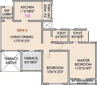 2 BHK 715 Sq. Ft. Apartment in Nirmaann Serrene