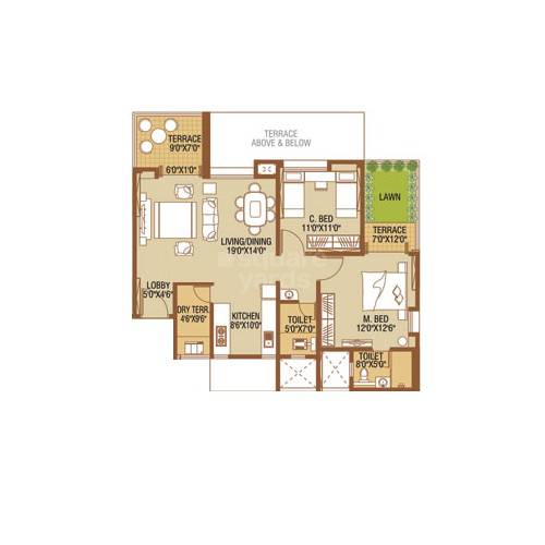 Floor plan of 2 BHK 701 Sq. Ft. Apartment in Nirmaann Shankeshwar Darshan, Pune