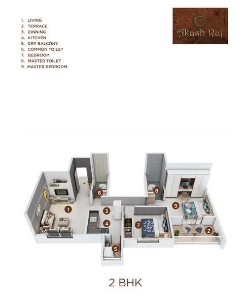 2 BHK 749 Sq. Ft. Apartment