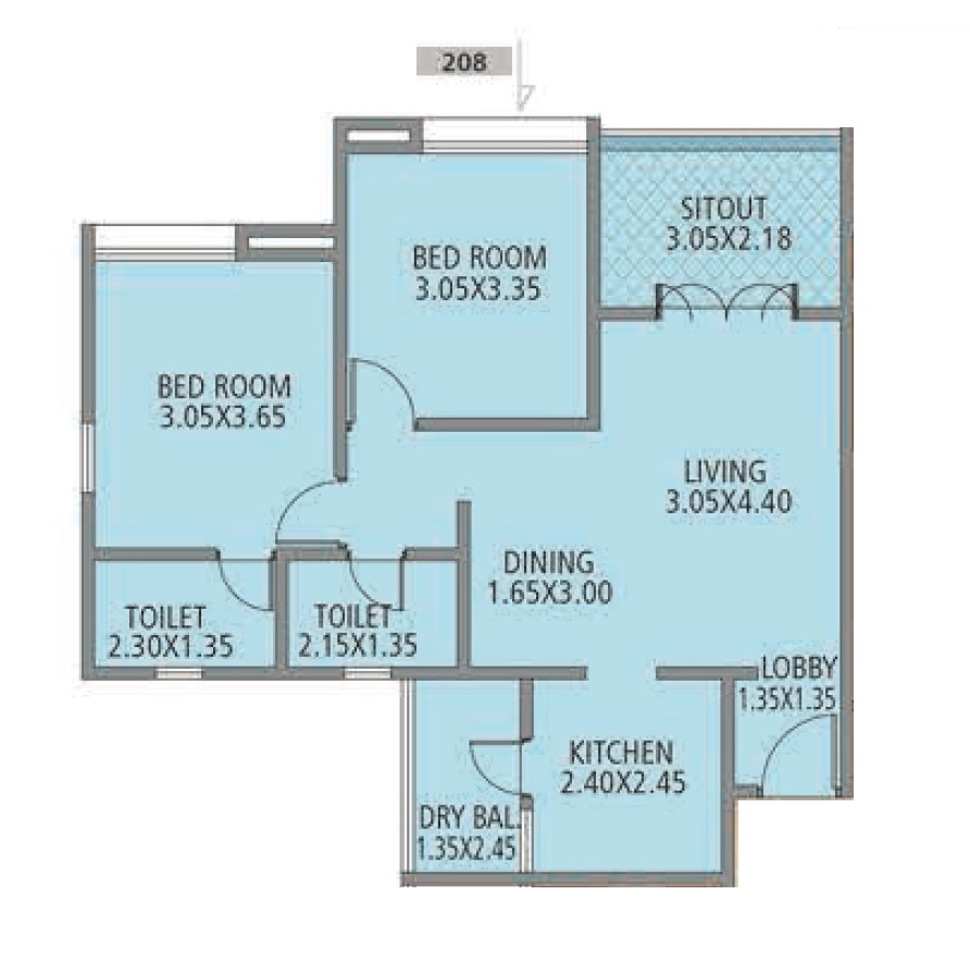 2 BHK 757 Sq. Ft. Apartment in Nirman Altius Wing B