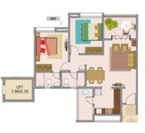 2 BHK 1007 Sq. Ft. Apartment in Nirman Anamika
