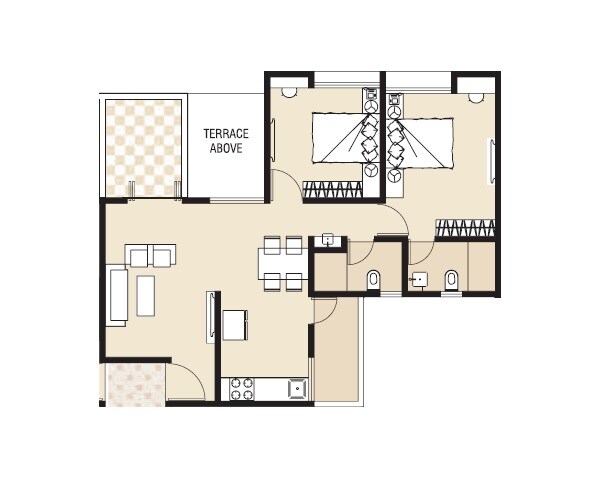 2 BHK 605 Sq. Ft. Apartment