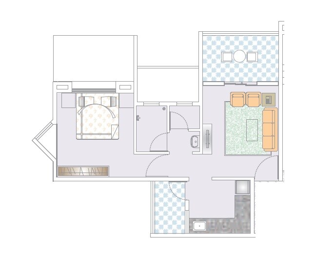 Floor plan of 1 BHK 440 Sq. Ft. Apartment in Nirman Viva, Pune