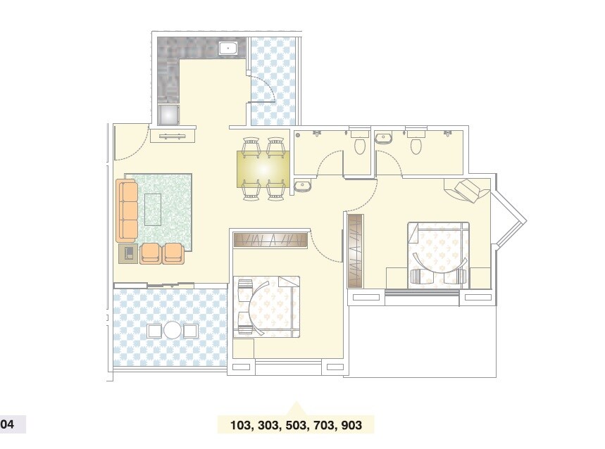 Floor plan of 2 BHK 483 Sq. Ft. Apartment in Nirman Viva, Pune