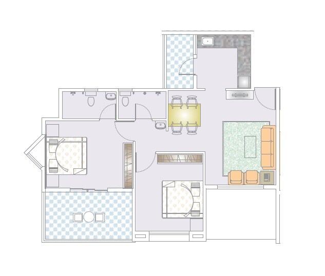 Floor plan of 2 BHK 699 Sq. Ft. Apartment in Nirman Viva, Pune