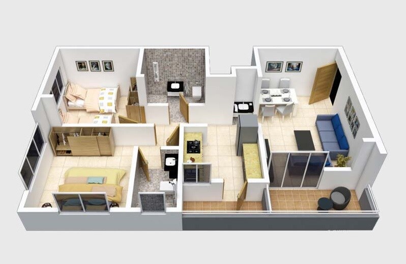 2 BHK 590 Sq. Ft. Apartment