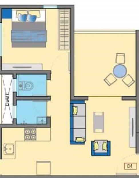 Floor plan of 1 BHK Apartment - 422 sq. ft. in Nirmiti 25 East, Pune