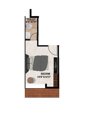 Floor plan of 348 Sq. Ft. Studio in Nirvana Lakeview Retreat, Pune