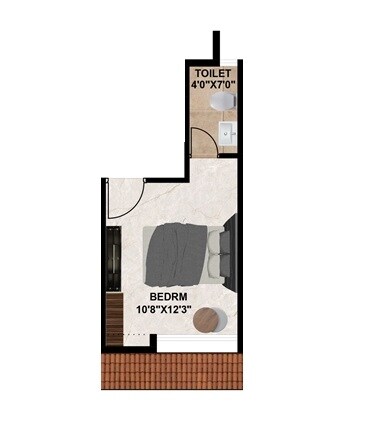 Floor plan of 370 Sq. Ft. Studio in Nirvana Lakeview Retreat, Pune