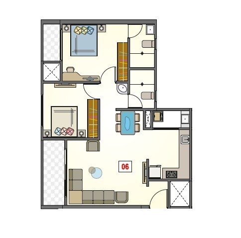 Floor plan of 2 BHK Apartment - 754 sq. ft. in Nisarg Royal Square, Pune