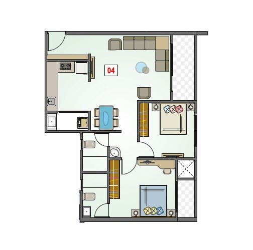 Floor plan of 2 BHK Apartment - 780 sq. ft. in Nisarg Royal Square, Pune