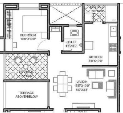 1 BHK 404 Sq. Ft. Apartment