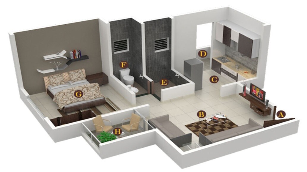 Floor plan of 1 BHK 333 Sq. Ft. Apartment in Nivasa Aarambh, Pune