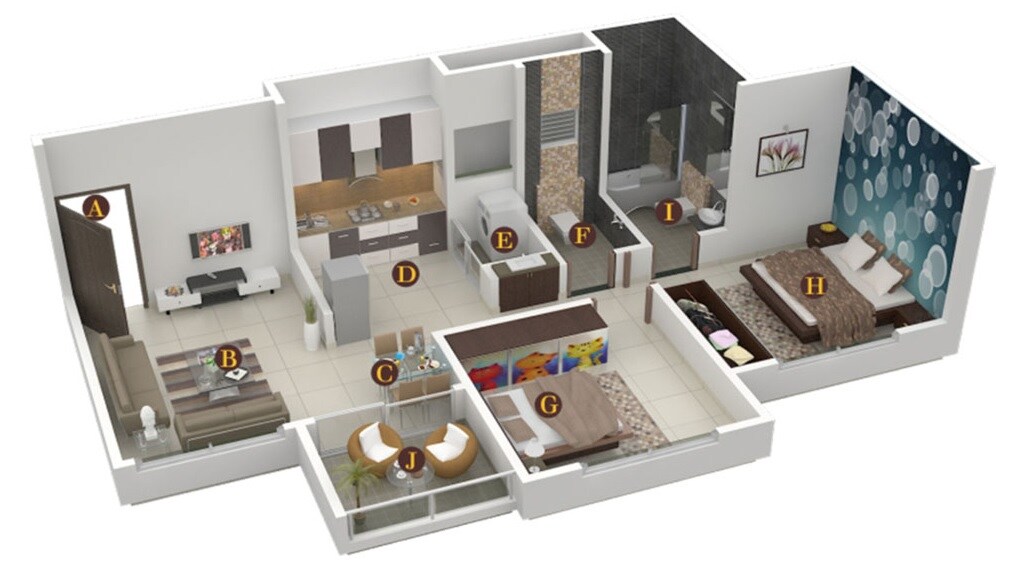 Floor plan of 2 BHK 440 Sq. Ft. Apartment in Nivasa Aarambh, Pune