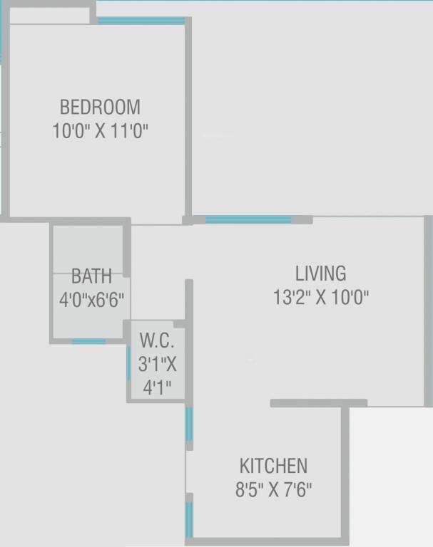 Floor plan of 1 BHK 355 Sq. Ft. Apartment in Nivasa Udaan, Pune