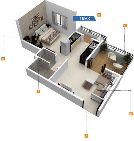 1 BHK 373 Sq. Ft. Apartment