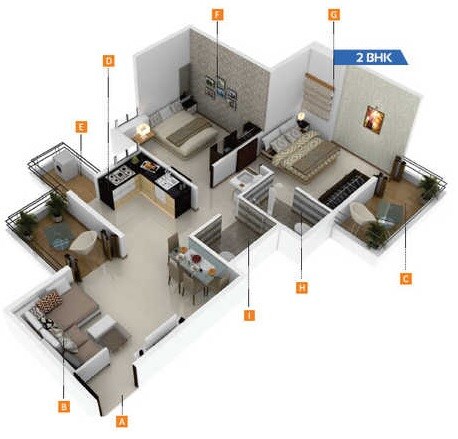 2 BHK 620 Sq. Ft. Apartment